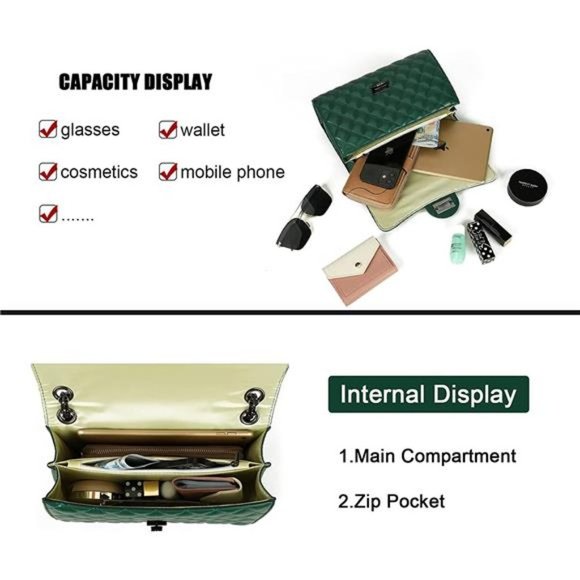 CROSSBODY Bags for Women Leather Ladies Green - Picture 4 of 6